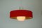 Mid-Century Modern Hanging Lamp in White Glass & Red Fabric, 1960s, Image 2