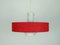 Mid-Century Modern Hanging Lamp in White Glass & Red Fabric, 1960s 1