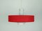 Mid-Century Modern Hanging Lamp in White Glass & Red Fabric, 1960s, Image 1