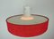 Mid-Century Modern Hanging Lamp in White Glass & Red Fabric, 1960s 10