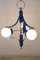 Vintage Glass and Blue Lacquered Metal Chandelier from Stilnovo, 1950s 3