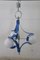 Vintage Glass and Blue Lacquered Metal Chandelier from Stilnovo, 1950s 7