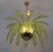 Lámpara de araña moderna con hojas de palmera de cristal de Murano y latón, años 70, Imagen 2