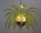 Lámpara de araña moderna con hojas de palmera de cristal de Murano y latón, años 70, Imagen 4