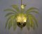 Modern Chandelier with Palm Leaves in Murano Glass and Brass, 1970s 4