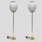 Brass and Glass Italian Floor Lamps, 1980s, Set of 2 1