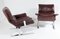 Mid-Century Chrome and Brown Leather Lounge Armchairs by Pieff, Set of 2 5