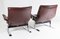Mid-Century Chrome and Brown Leather Lounge Armchairs by Pieff, Set of 2 4