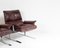 Mid-Century Chrome and Brown Leather Lounge Armchairs by Pieff, Set of 2 17
