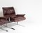 Mid-Century Chrome and Brown Leather Lounge Armchairs by Pieff, Set of 2, Image 17