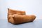 Brown Leather Togo Sofa Set by Michel Ducaroy for Ligne Roset, France, 1970s 4