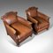 Antique Edwardian Leather Club Chairs, Set of 2, Image 7