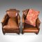 Antique Edwardian Leather Club Chairs, Set of 2 9
