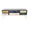 Mid-Century Modern Sideboard aus Massivholz & Farbglas, Italien 1