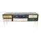 Mid-Century Modern Solid Wood and Colored Glass Sideboard, Italy, Image 1