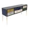 Credenza Mid-Century moderna in legno massiccio e vetro colorato, Italia, Immagine 3