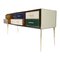 Mid-Century Modern Sideboard aus Massivholz & Farbglas, Italien 4