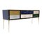 Credenza Mid-Century moderna in legno massiccio e vetro colorato, Italia, Immagine 2