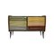 Mid-Century Modern Solid Wood and Colored Glass Sideboard, Italy 1