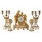 Gilded Bronze and White Marble Trim Mantle Set, 19th Century, Set of 5 1