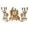 Gilded Bronze and White Marble Trim Mantle Set, 19th Century, Set of 5, Image 1