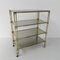 Brass Etagere with Four Smoked Glass Shelves and Castors 1