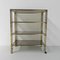 Brass Etagere with Four Smoked Glass Shelves and Castors 14