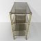 Brass Etagere with Four Smoked Glass Shelves and Castors 3