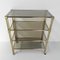 Messing Etagere mit Vier Rauchglas Regalen und Rollen 17