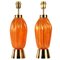 Lampes de Bureau Vintage en Verre de Murano Orange et Doré de Seguso, Set de 2 1