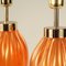 Lampade da tavolo vintage in vetro di Murano arancione e dorato di Seguso, set di 2, Immagine 6