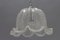 Mid-Century Bell Shaped Ice Glass Pendant Lamp 13