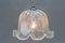 Mid-Century Bell Shaped Ice Glass Pendant Lamp 4