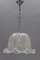 Mid-Century Bell Shaped Ice Glass Pendant Lamp 12