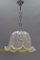 Mid-Century Bell Shaped Ice Glass Pendant Lamp 19