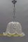 Mid-Century Bell Shaped Ice Glass Pendant Lamp, Image 19