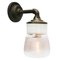 Vintage Clear Striped Glass & Brass Wall Lamp with Cast Iron Arm, Image 2