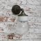 Vintage Wandlampe aus klar gestreiftem Glas & Messing mit Arm aus Gusseisen 9