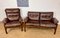 Vintage Scandinavian Mid-Century Buffalo Leather 2 Person Sofa & Chair, 1970s, Set of 2 1