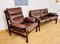 Vintage Scandinavian Mid-Century Buffalo Leather 2 Person Sofa & Chair, 1970s, Set of 2 2