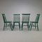 Scandinavian Spindle Chairs in Green, 1960s, Set of 4 3