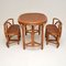 Vintage Bamboo & Rattan Games Table & Chairs, 1970s, Set of 3 1
