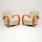 Art Deco Solid Elm Armchairs, Set of 2 1