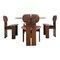 Africa ​​Dining Table and Chairs in Walnut Root & Leather by Tobia & Afra Scarpa for Maxalto, 1976, Set of 5 2