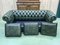 3-Seater Chesterfield Sofa in Green Leather, 1970s 4