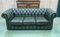 3-Sitzer Chesterfield Sofa aus grünem Leder, 1970er 1