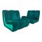Modular Armchairs in Green Velvet, 1970s, Set of 2 1