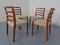 Danish Teak & Wool 85 Dining Chairs by Niels Otto Møller for J.L. Møllers, 1960s, Set of 4 3