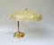 Lámpara de mesa de latón con pantalla Cocoon y base de trompeta, años 60, Imagen 2