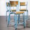 Mullca High Laboratory Blue Stacking Dining Chairs, 1950s, Set of 14 6